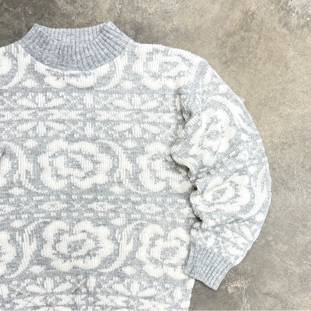 Vintage Jolie Raised Floral Knit Sweater USA Made